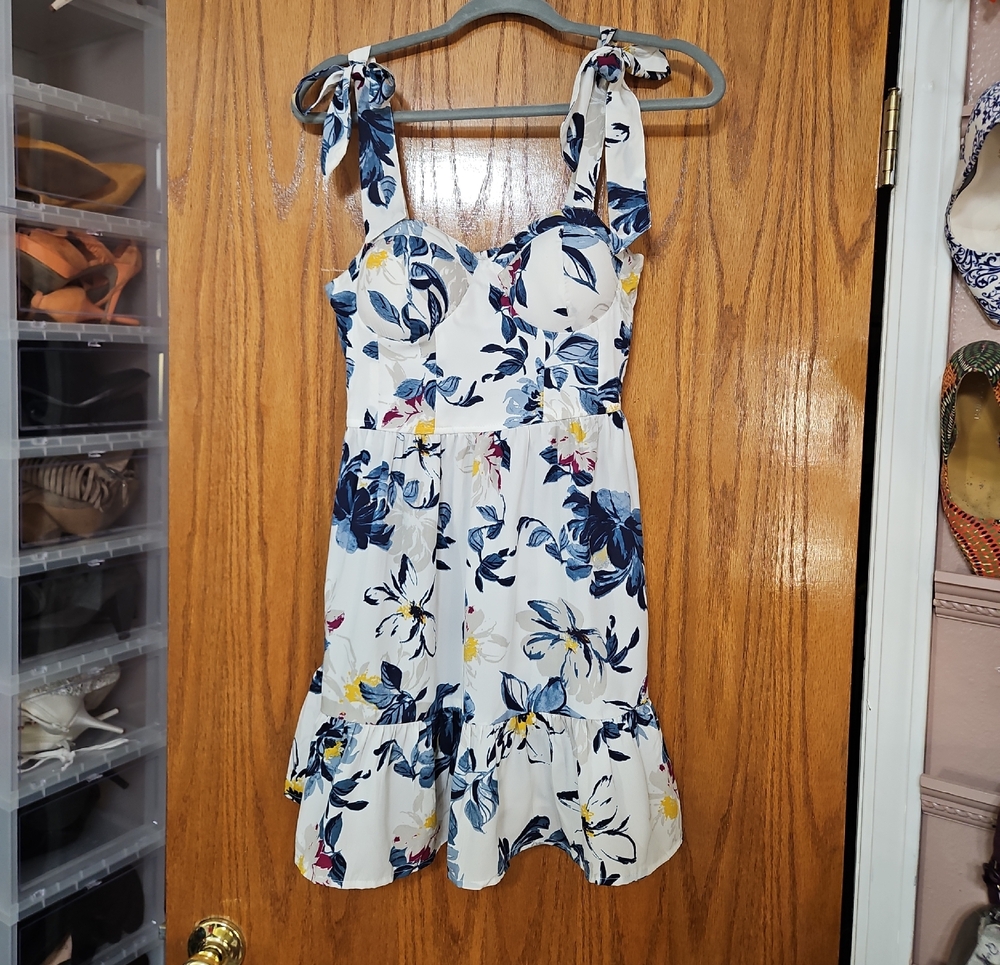 Floral Sleeveless Dress with Tie Straps